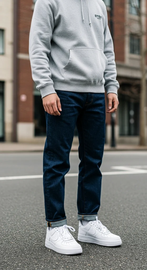 Classic Casual: Jeans and Hoodie