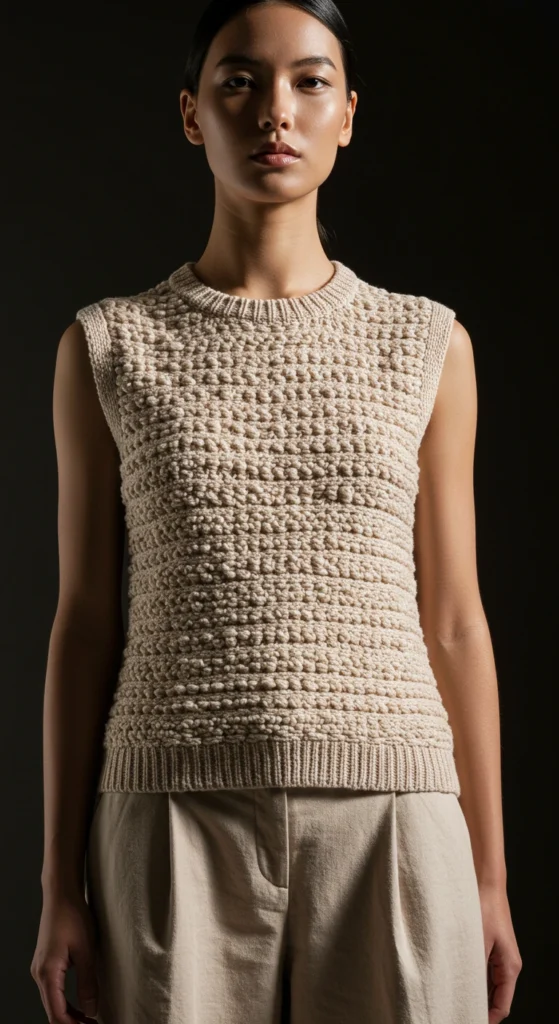 Sleeveless Knit Top with Subtle Texture