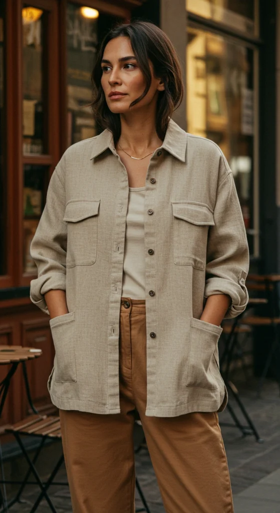 Oversized Linen-Blend Overshirt