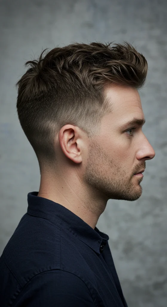 Textured Crew Cut with High Fade