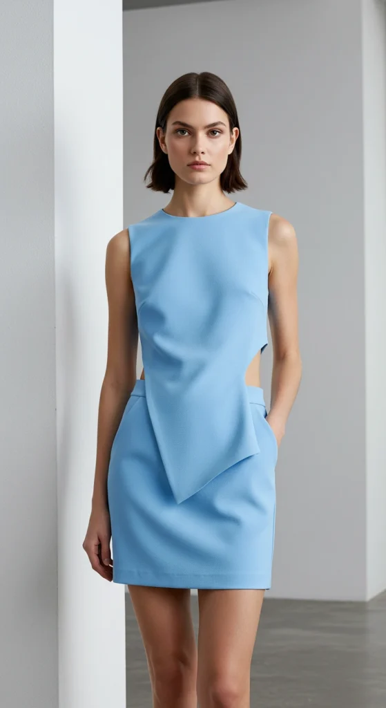 Sleek Sky Blue Set with Side Cut-Out