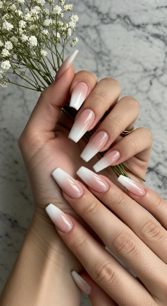 Classic French Ombre on Stiletto Nails