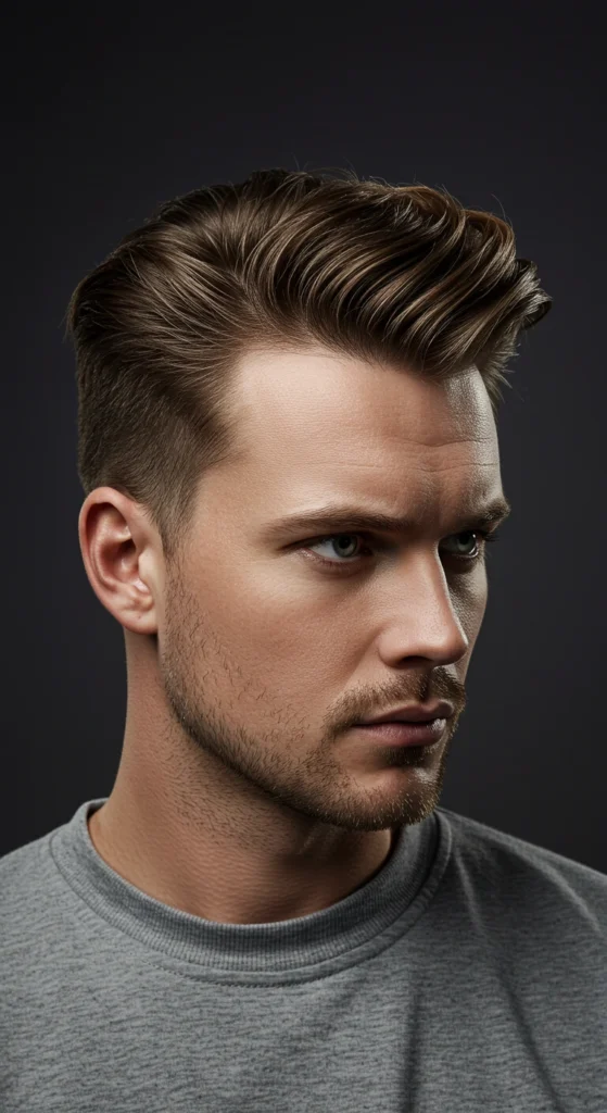 Slicked Back Pompadour with Undercut