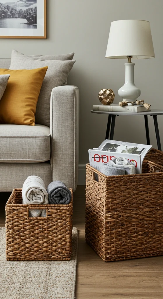 Burlap Upholstered Ottomans