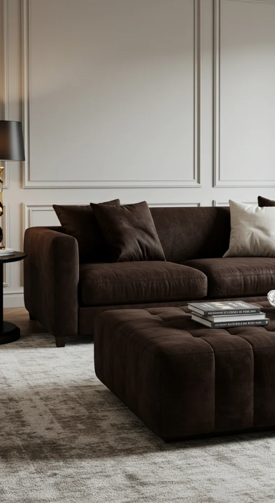 Plush Chocolate Velvet Sofas